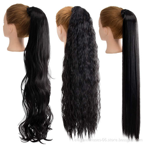 wrap around claw clip drawstring straight kinky ponytail braid ponytail hair extensions synthetic hair ponytail synthetic hair